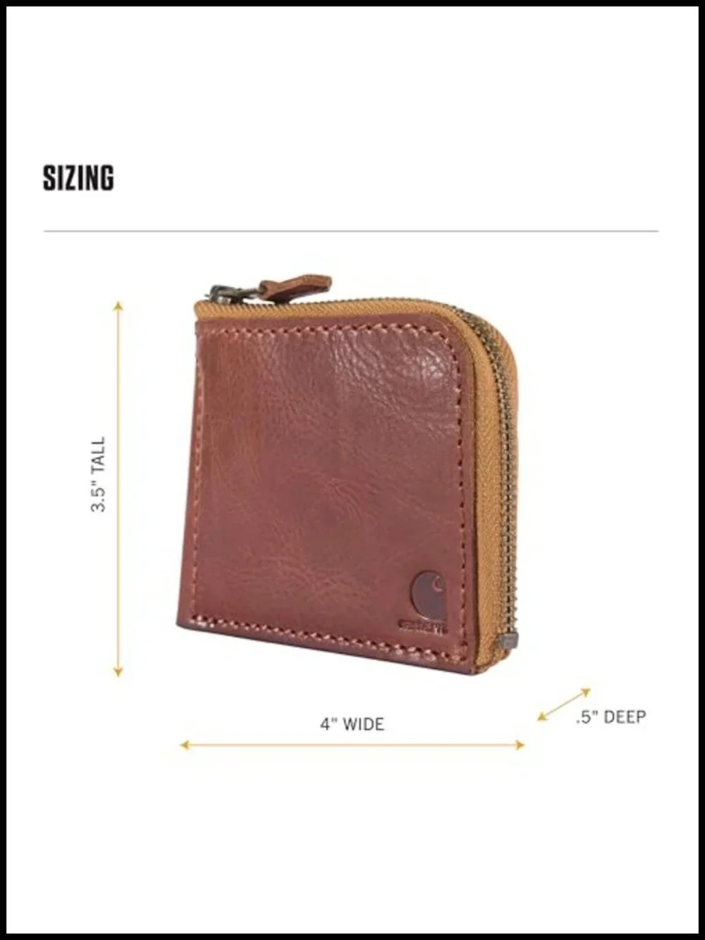 Full Grain Patina Leather Zip Wallet Bifold Front Pocket